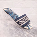 CHRISTIAN DIOR BLUE PATTERNED SLIDES - SIZE 40