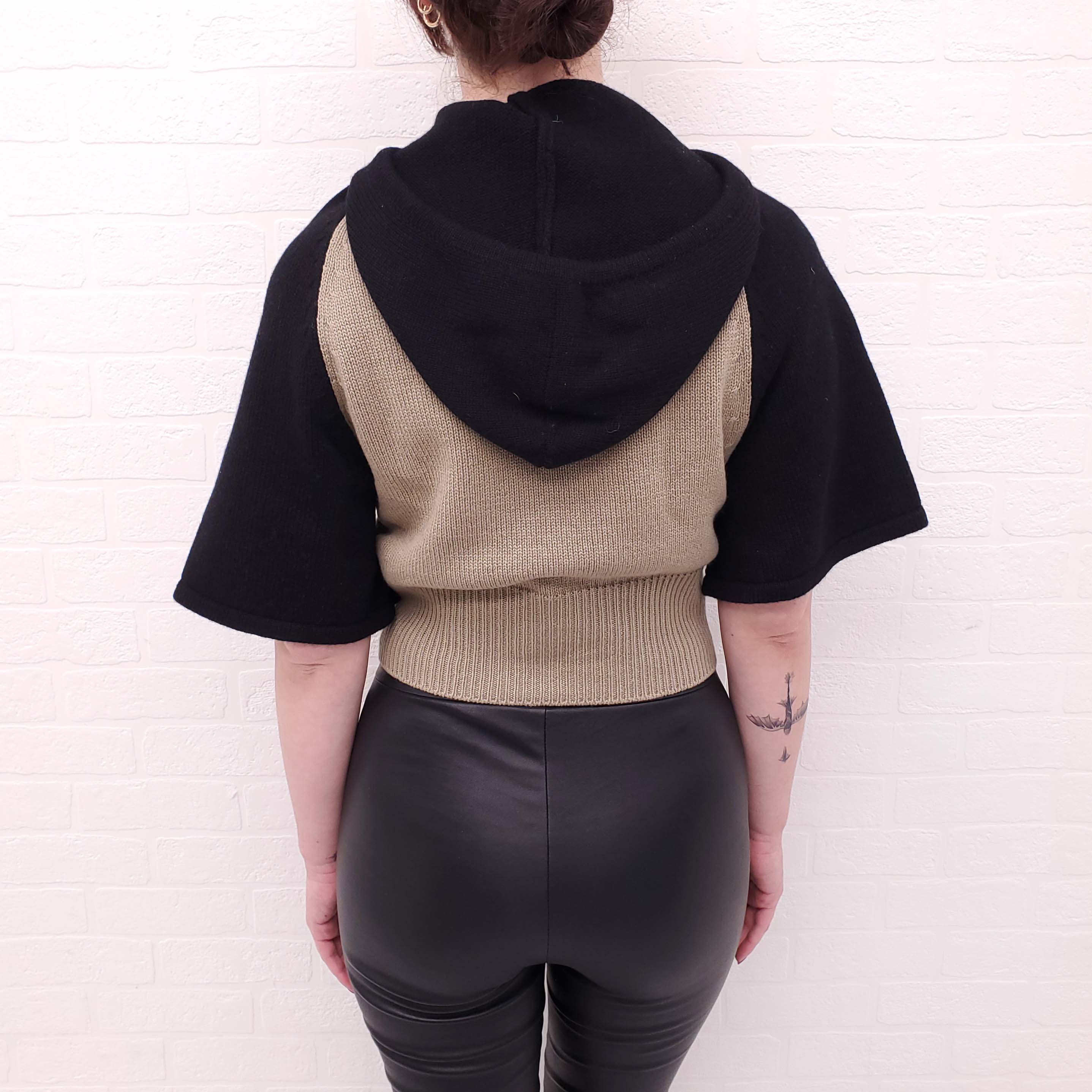 CHRISTIAN DIOR CASHMERE HOODED LOGO SWEATER - SIZE 2