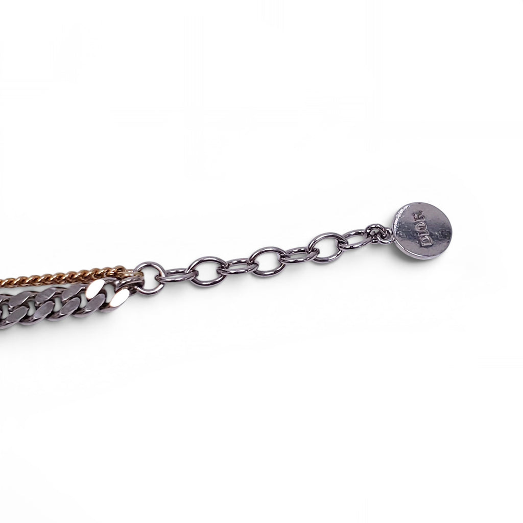 CHRISTIAN DIOR CD LOGO TWO-TONED CHAIN BRACELET