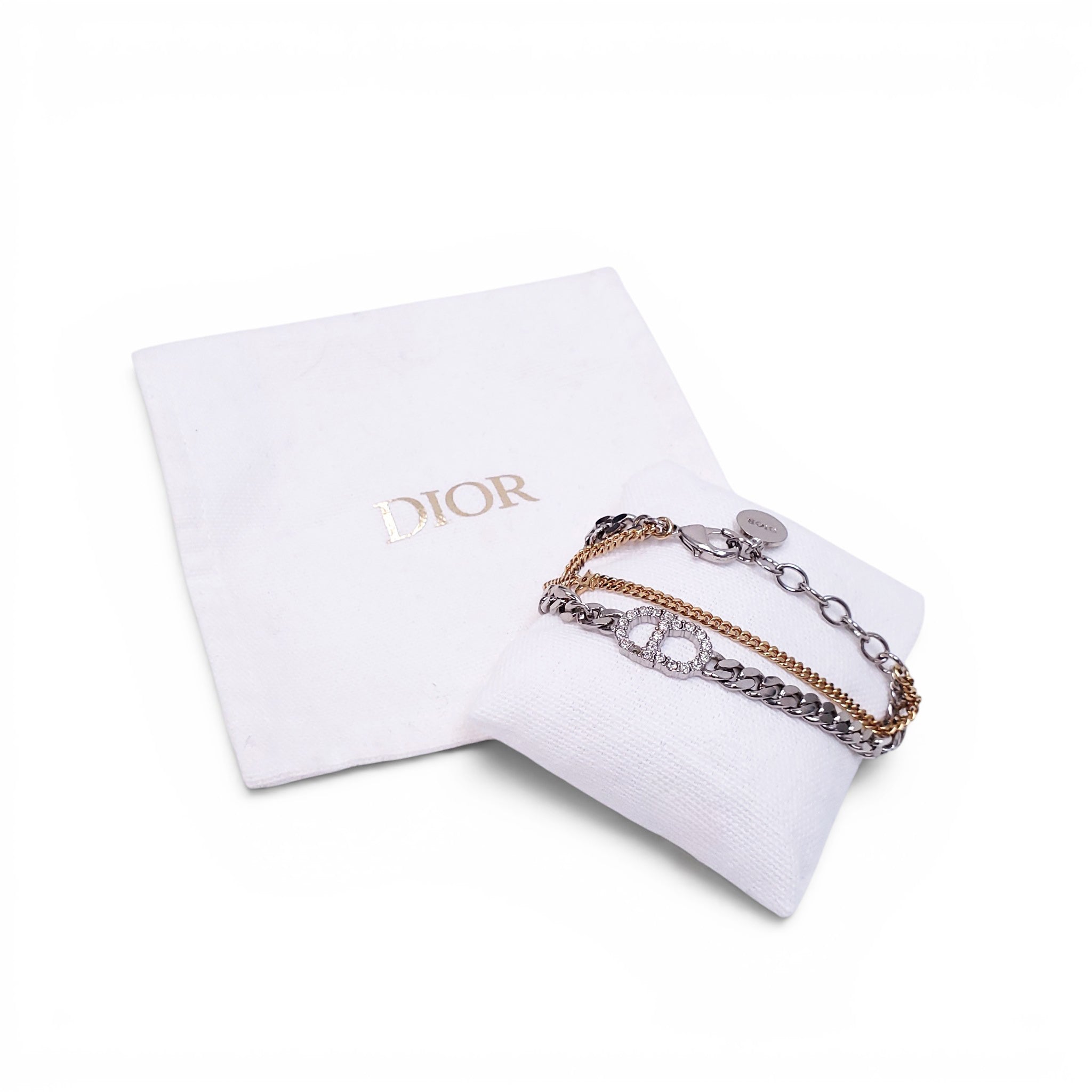 CHRISTIAN DIOR CD LOGO TWO-TONED CHAIN BRACELET