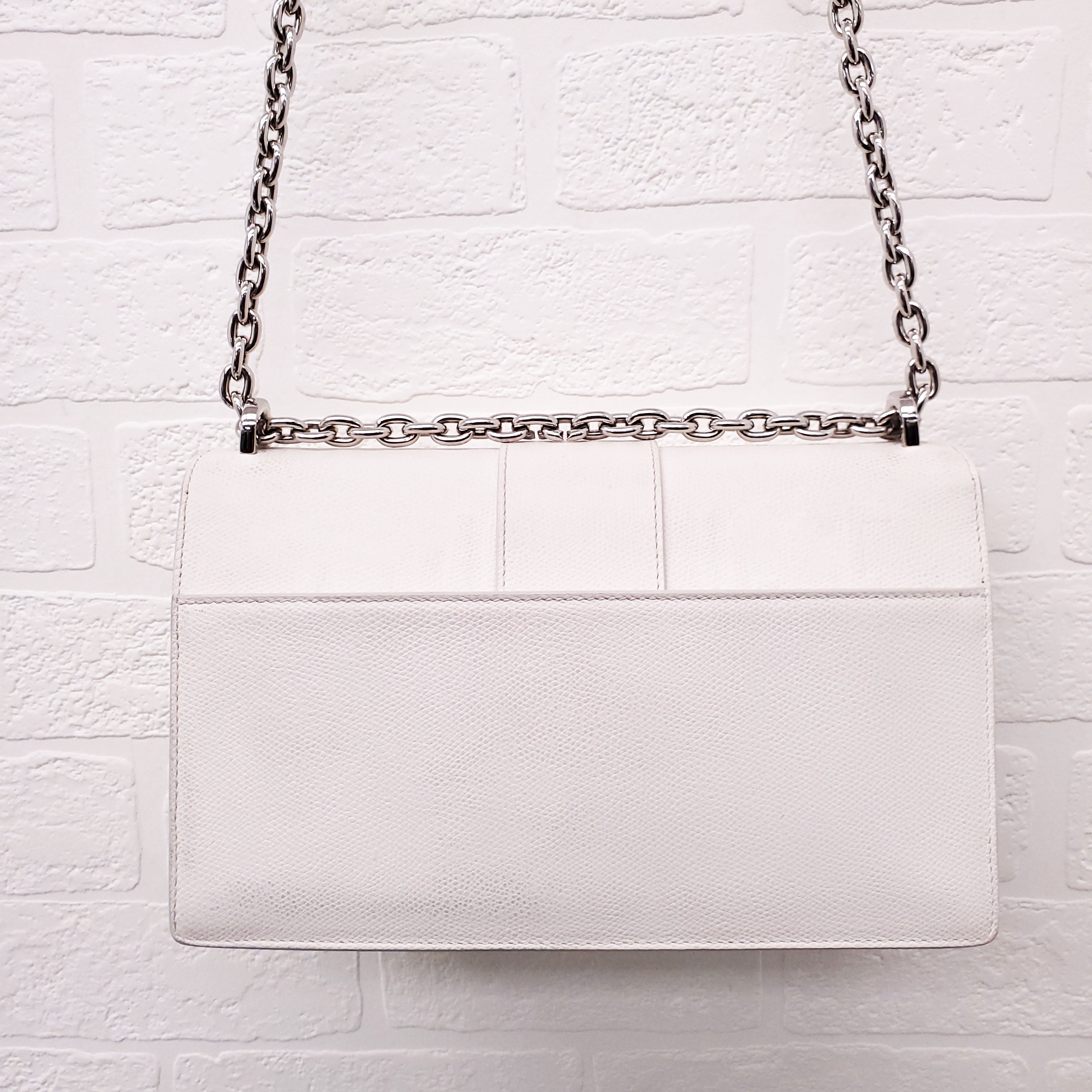 CHRISTIAN DIOR CREAM '30 MONTAIGNE' BOX CALFSKIN BAG WITH SILVER HARDWARE