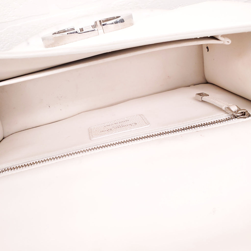 CHRISTIAN DIOR CREAM '30 MONTAIGNE' BOX CALFSKIN BAG WITH SILVER HARDWARE