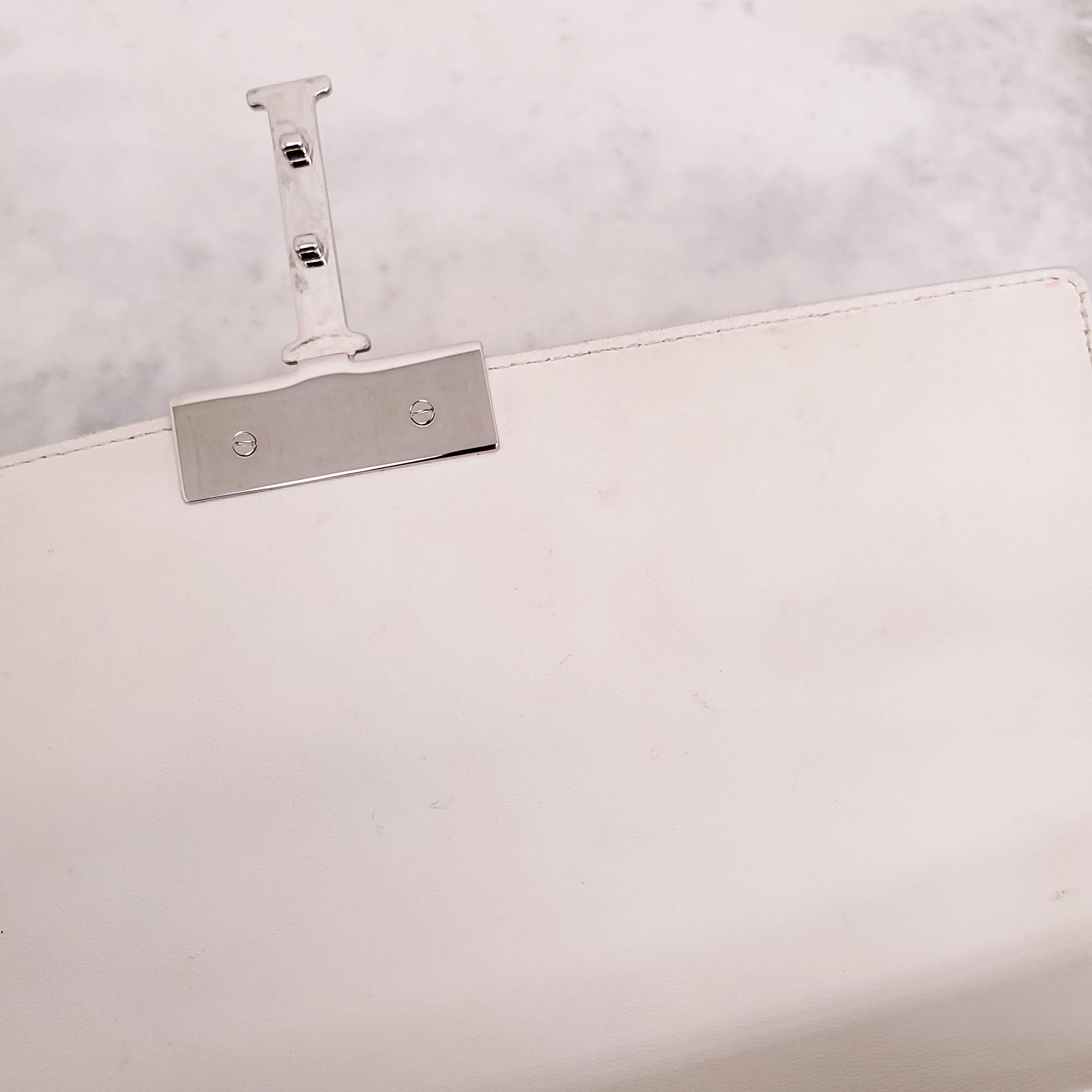 CHRISTIAN DIOR CREAM '30 MONTAIGNE' BOX CALFSKIN BAG WITH SILVER HARDWARE