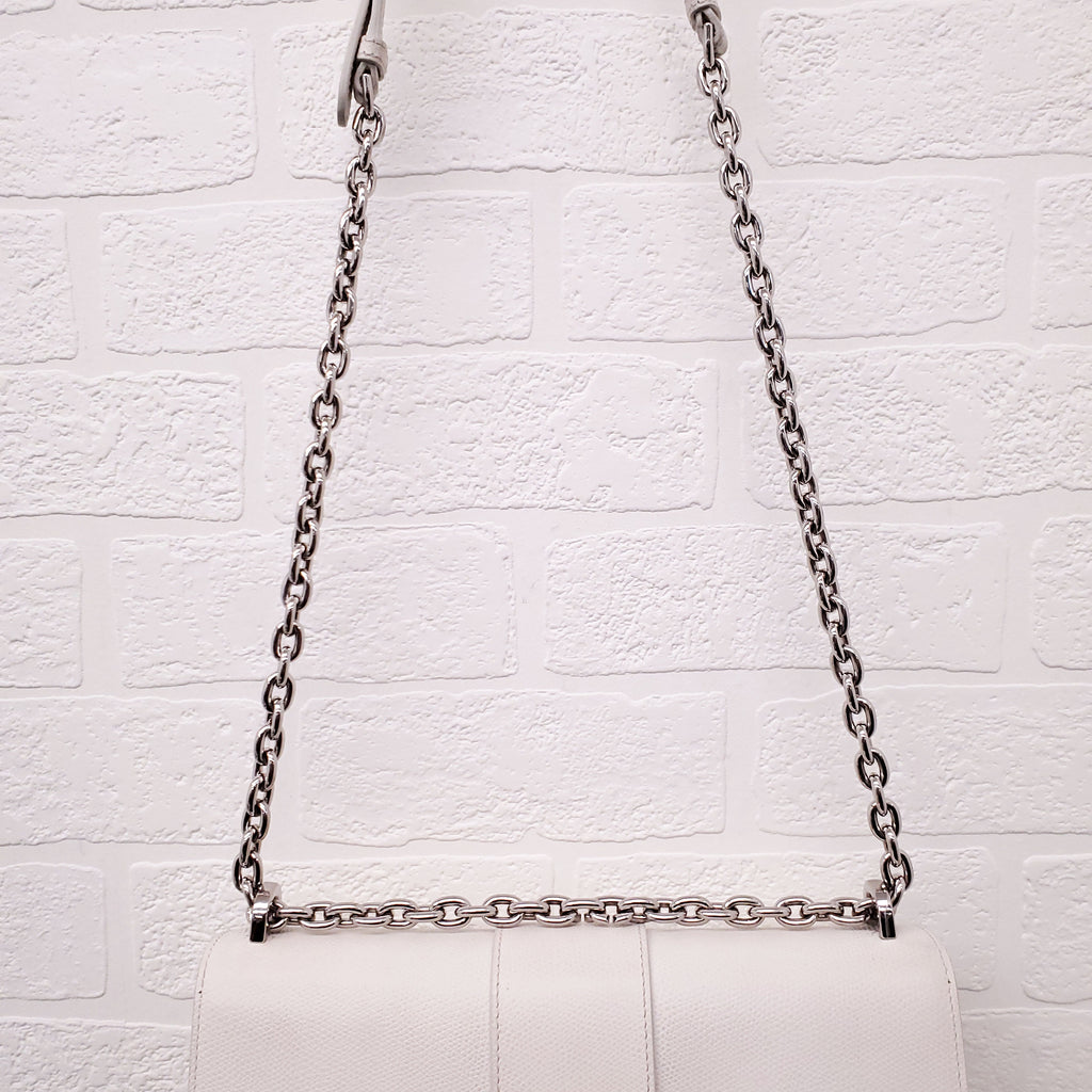 CHRISTIAN DIOR CREAM '30 MONTAIGNE' BOX CALFSKIN BAG WITH SILVER HARDWARE