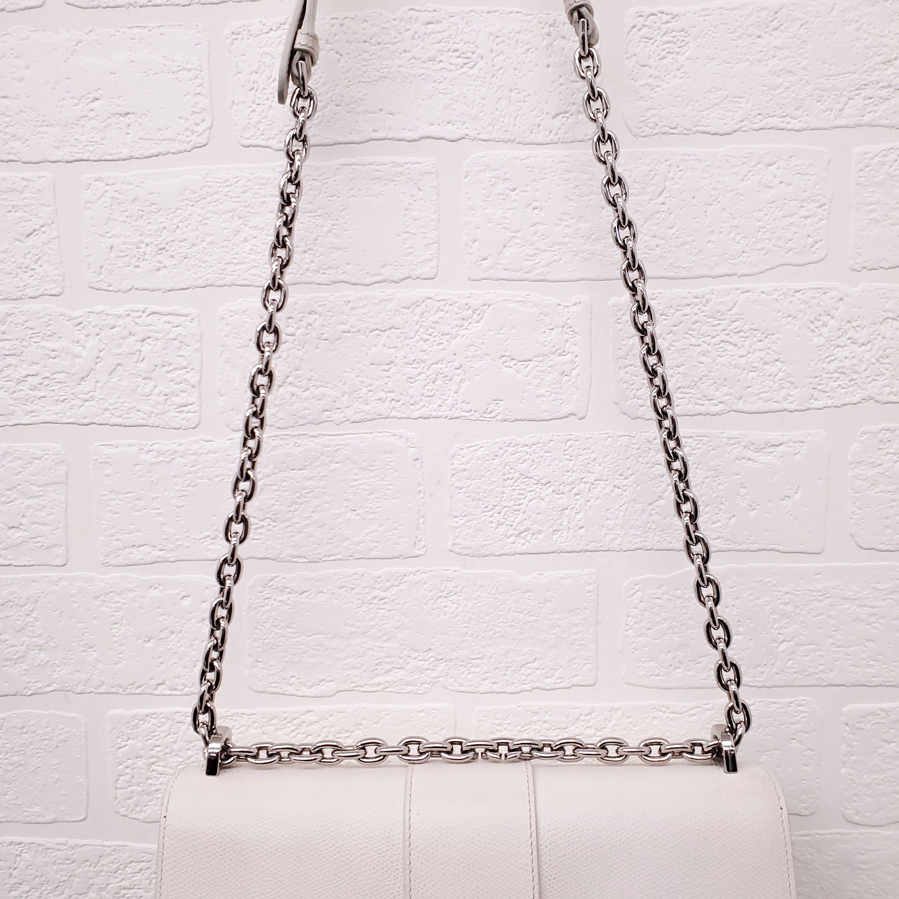 CHRISTIAN DIOR CREAM '30 MONTAIGNE' BOX CALFSKIN BAG WITH SILVER HARDWARE