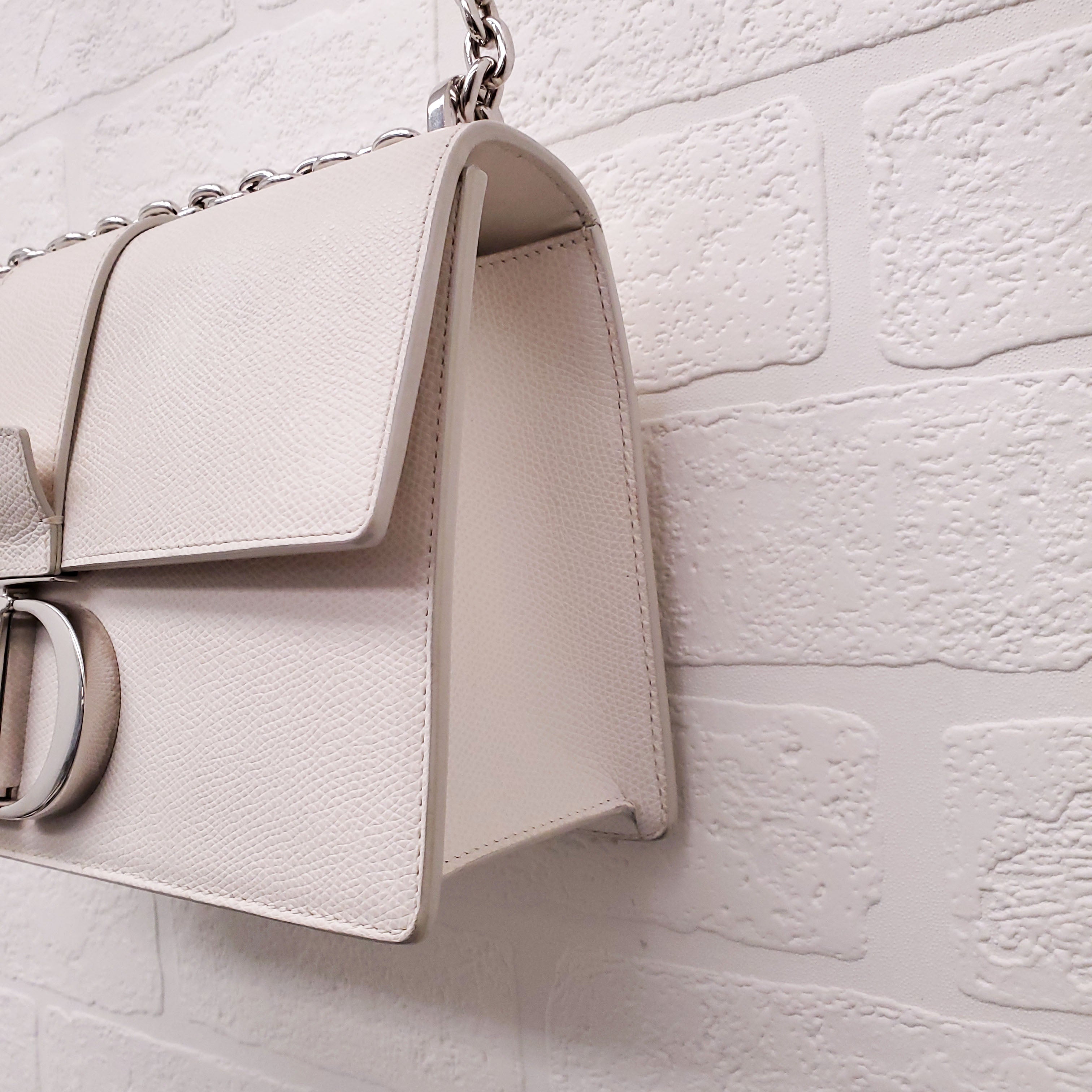 CHRISTIAN DIOR CREAM '30 MONTAIGNE' BOX CALFSKIN BAG WITH SILVER HARDWARE