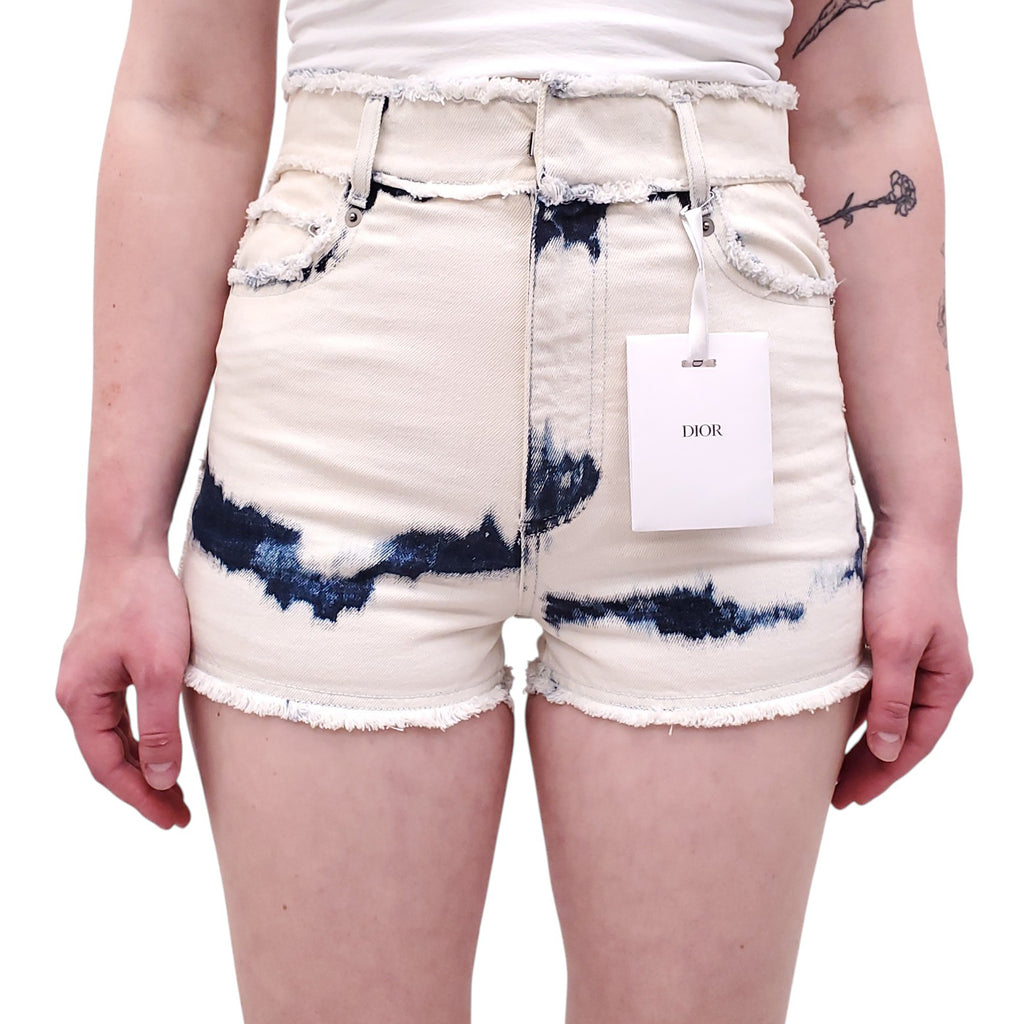 CHRISTIAN DIOR FRAYED DENIM SHORTS - SIZE 34