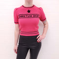 CHRISTIAN DIOR FUCHSIA PINK SHORT SLEEVE LOGO SWEATER - SIZE 2