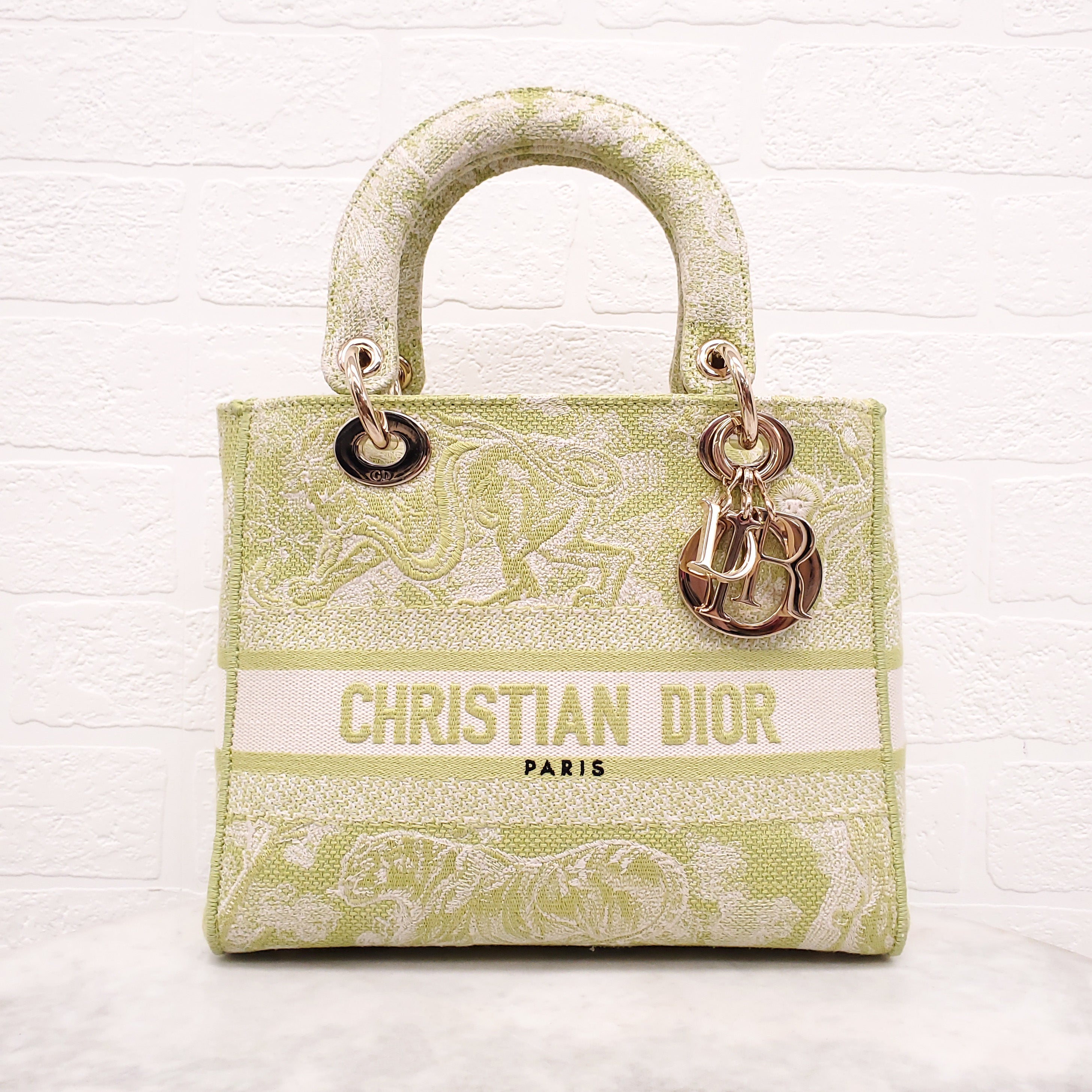 CHRISTIAN DIOR LIME GREEN MEDIUM LADY D-LITE BAG