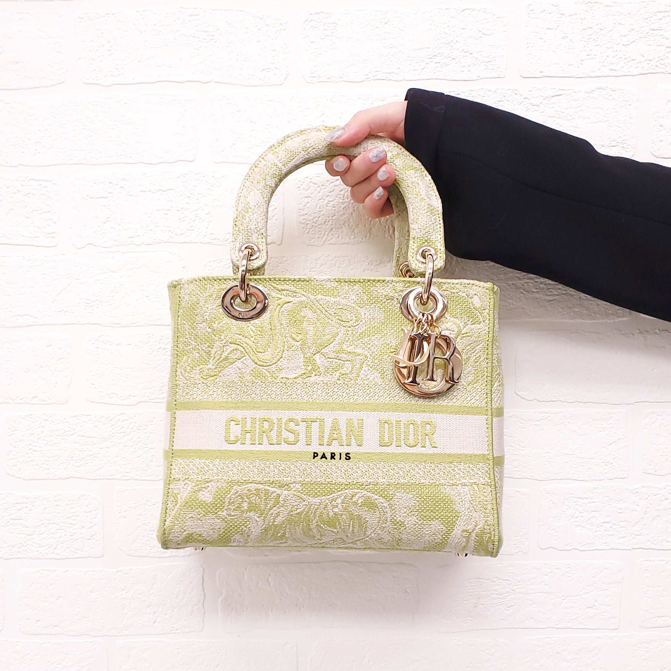CHRISTIAN DIOR LIME GREEN MEDIUM LADY D-LITE BAG