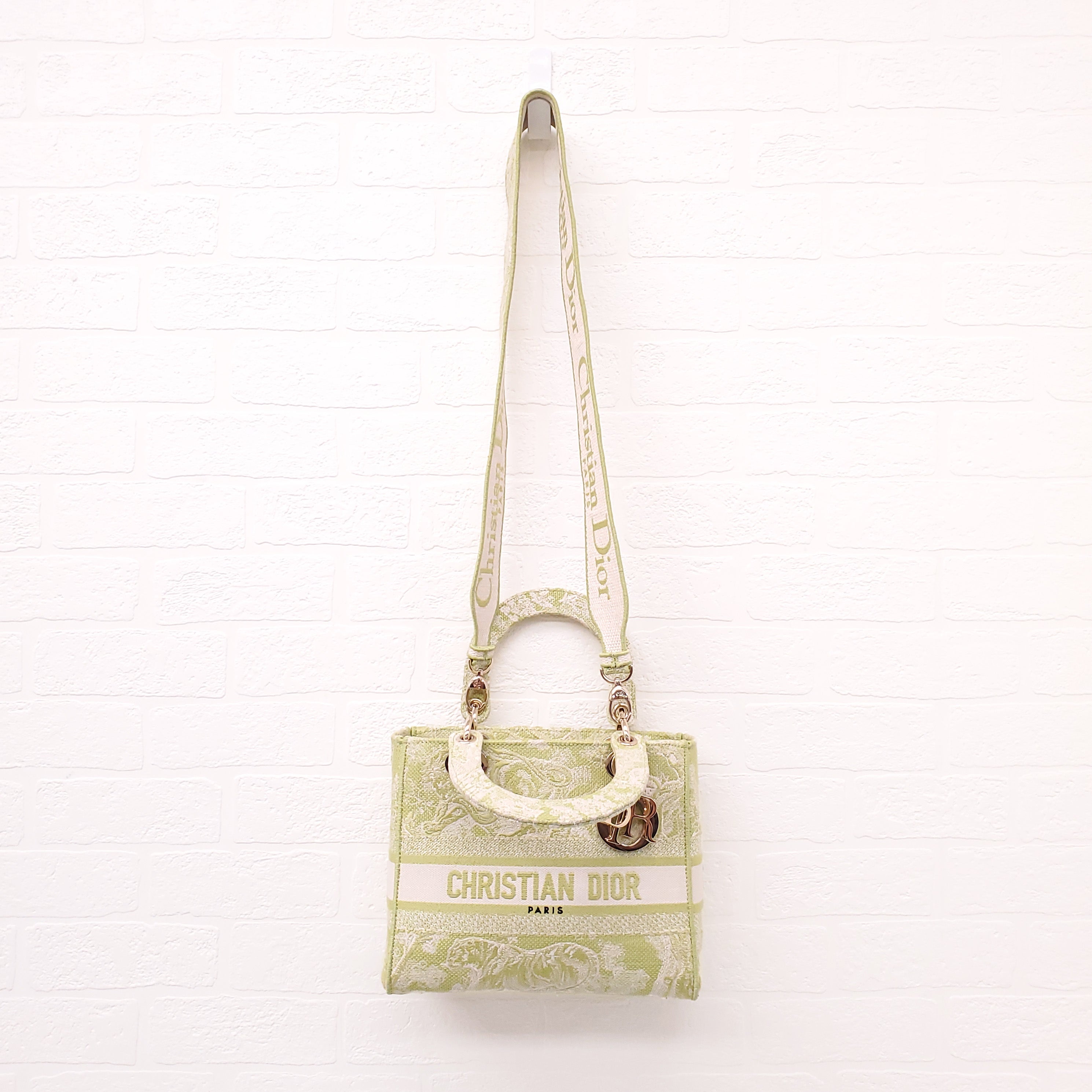 CHRISTIAN DIOR LIME GREEN MEDIUM LADY D-LITE BAG