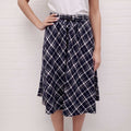 CHRISTIAN DIOR NAVY AND WHITE PLAID SKIRT - SIZE 8