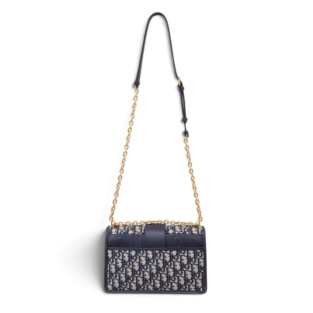 CHRISTIAN DIOR NAVY OBLIQUE '30 MONTAIGNE CHAIN' BAG