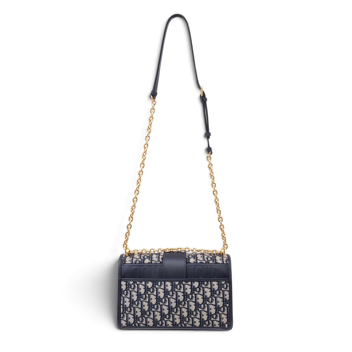 CHRISTIAN DIOR NAVY OBLIQUE '30 MONTAIGNE CHAIN' BAG