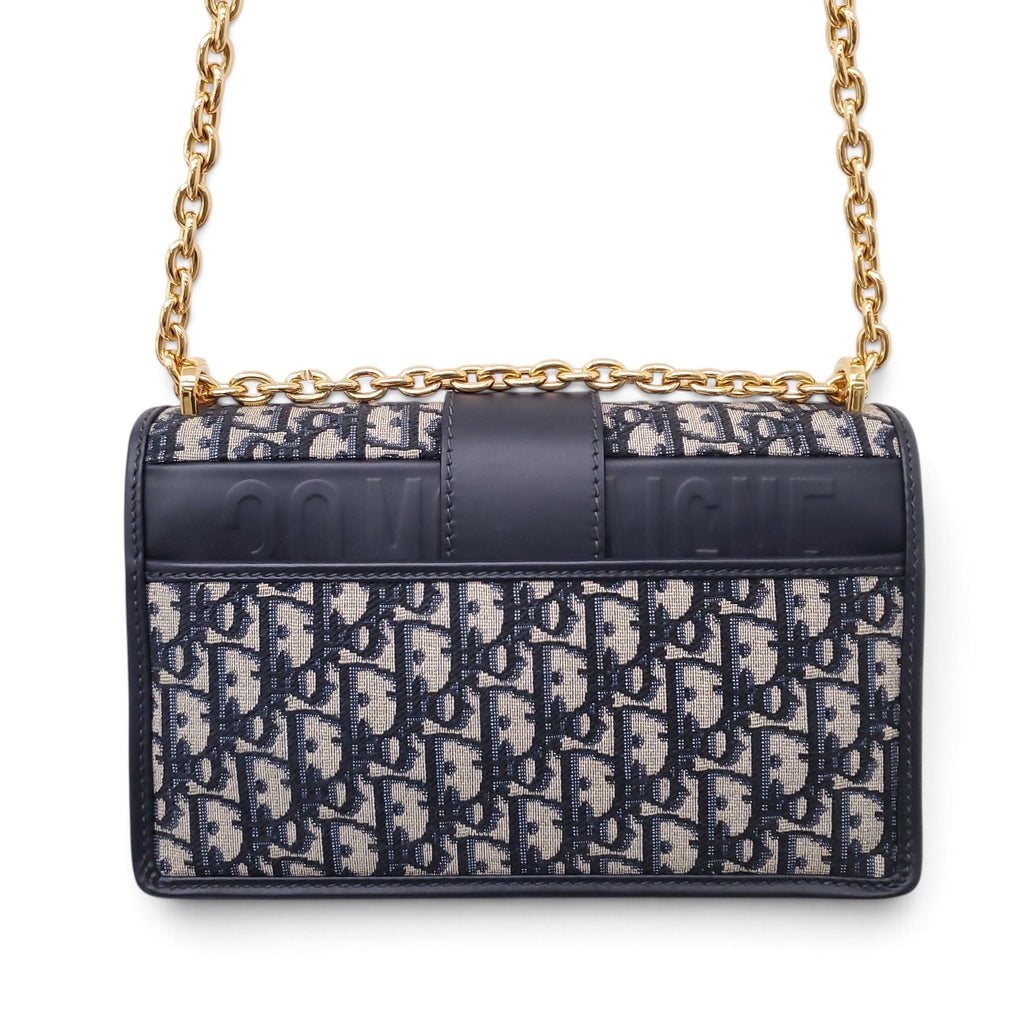 CHRISTIAN DIOR NAVY OBLIQUE '30 MONTAIGNE CHAIN' BAG