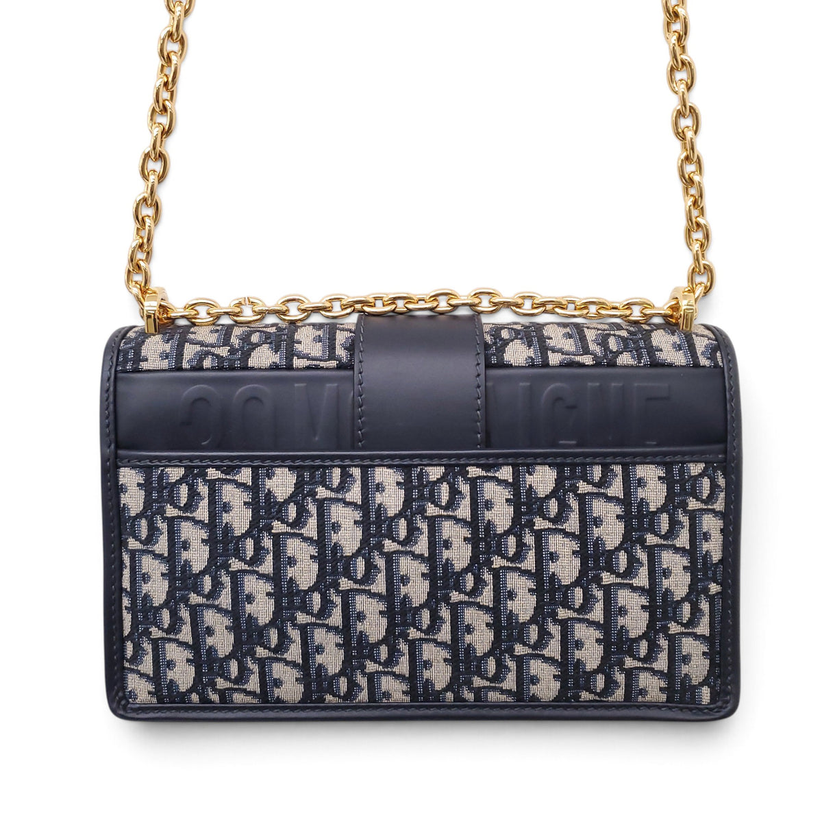 CHRISTIAN DIOR NAVY OBLIQUE '30 MONTAIGNE CHAIN' BAG