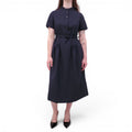 CHRISTIAN DIOR NAVY SHORT-SLEEVE DRESS WITH BELT - SIZE M