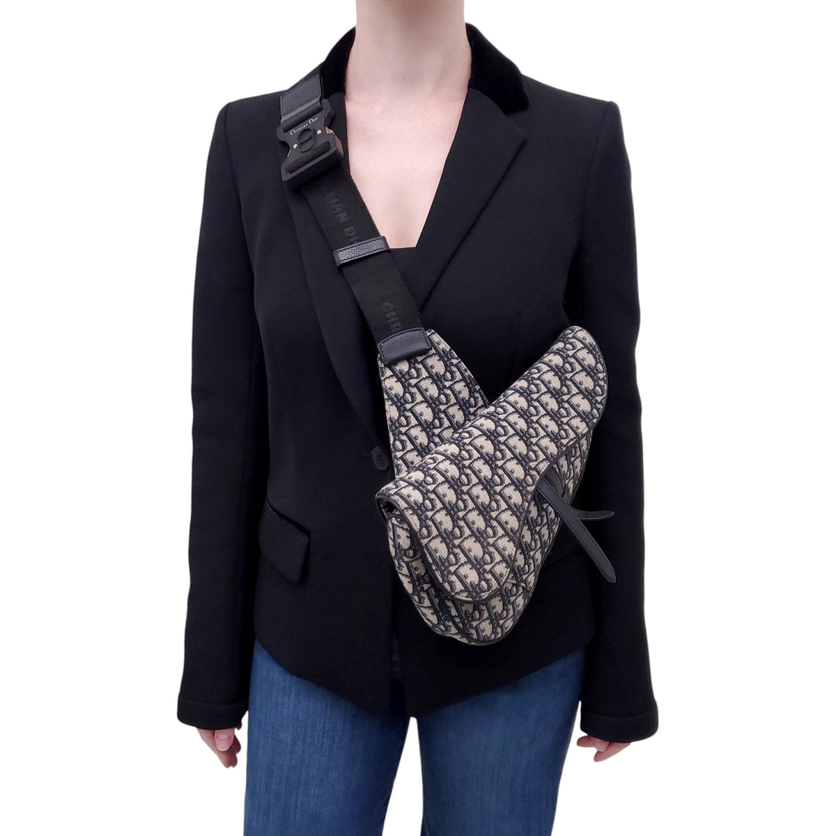 CHRISTIAN DIOR OBLIQUE JACQUARD SADDLE BAG