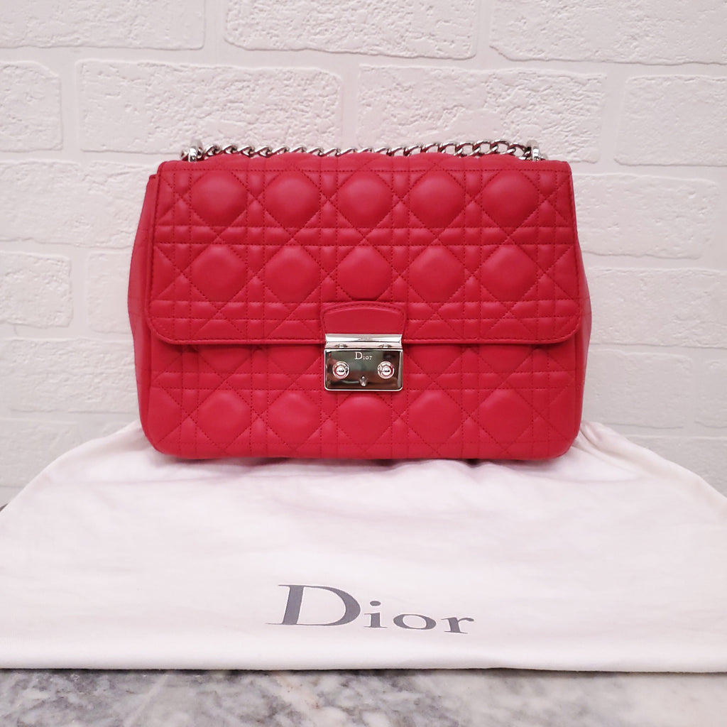 CHRISTIAN DIOR PINK LEATHER CANNAGE MEDIUM 'MISS DIOR' SHOULDER BAG