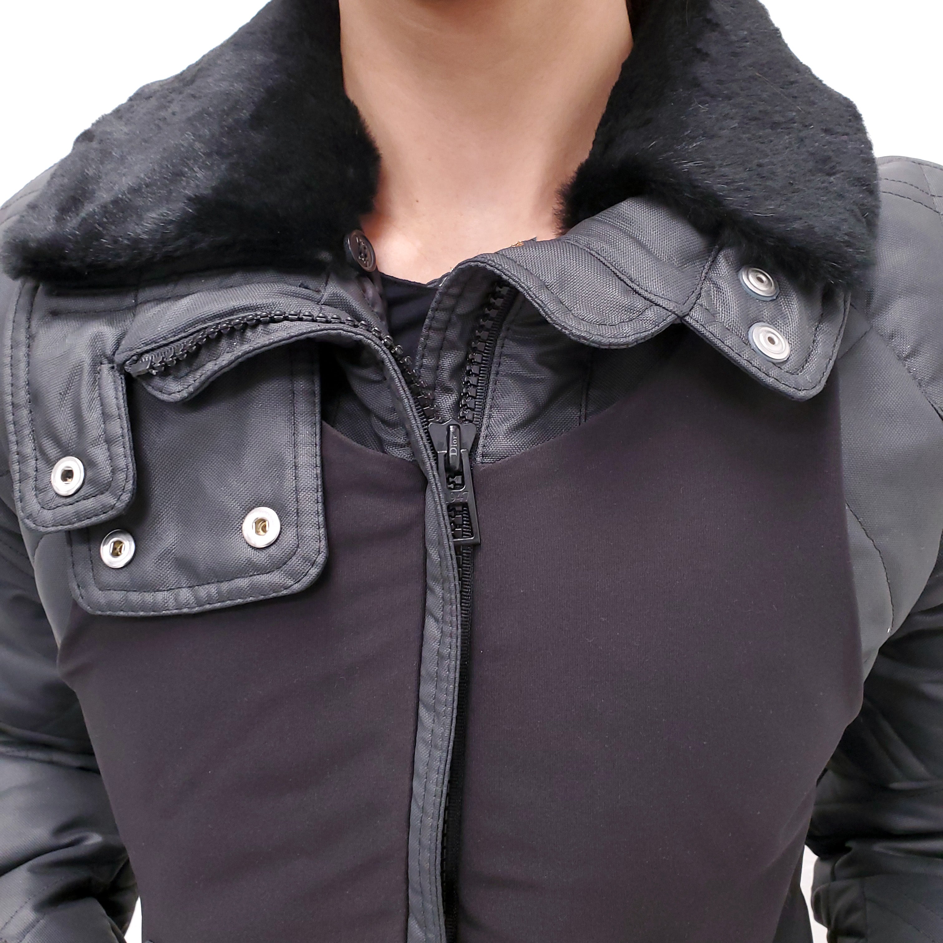 CHRISTIAN DIOR PUFFER JACKET WITH LOGO BUTTONS - SIZE 4