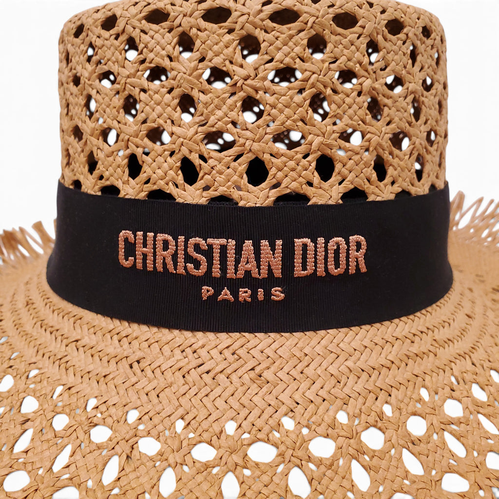 CHRISTIAN DIOR STRAW LOGO HAT