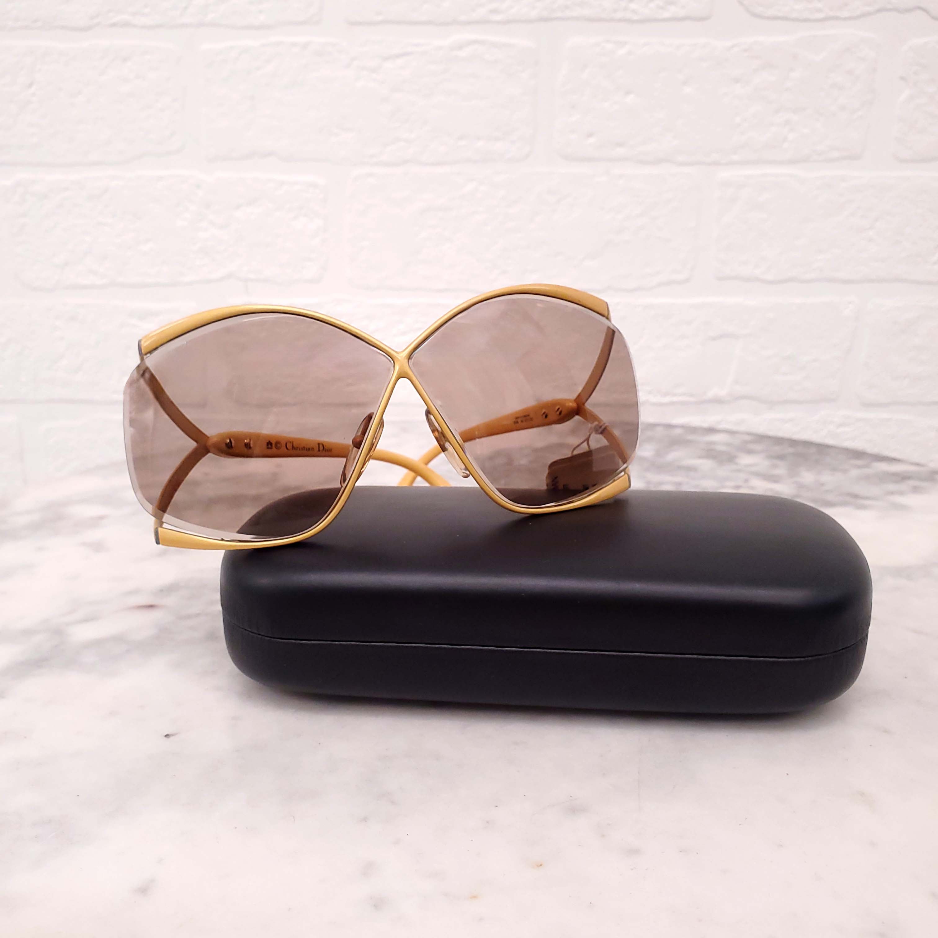 CHRISTIAN DIOR VINTAGE YELLOW BUTTERFLY SUNGLASSES