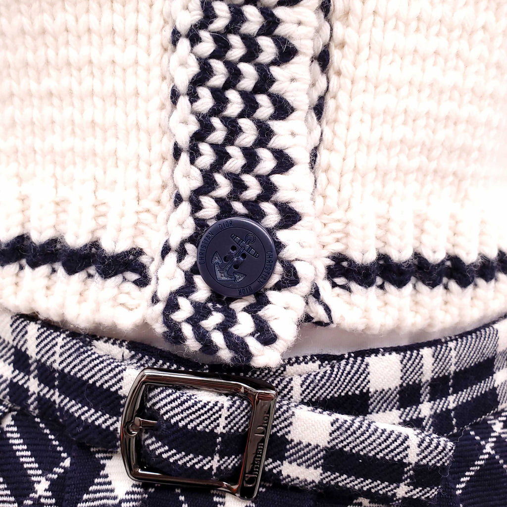 CHRISTIAN DIOR WHITE WOOL CASHMERE LOGO CARDIGAN - SIZE 2