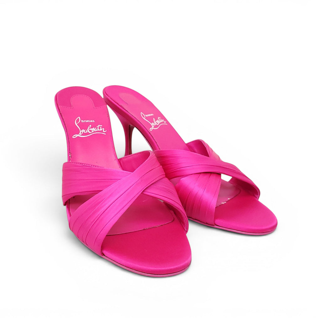 CHRISTIAN LOUBOUTIN FUCHSIA FANNY MULES - SIZE 37.5