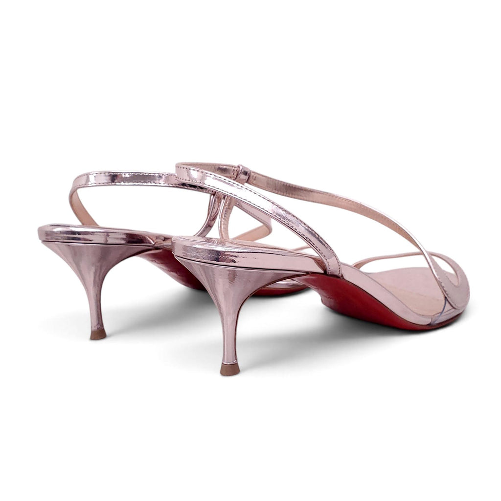 CHRISTIAN LOUBOUTIN METALLIC PINK KITTEN HEELS - SIZE 40