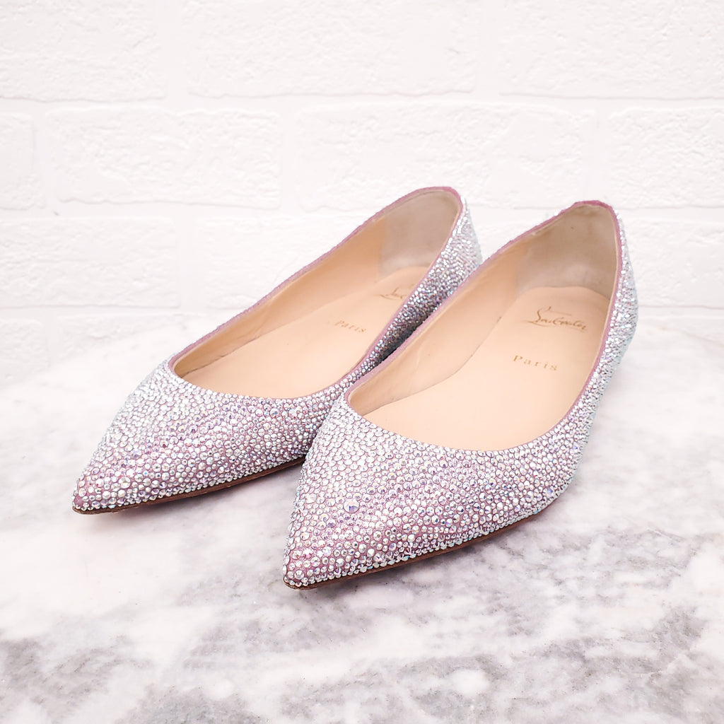 CHRISTIAN LOUBOUTIN SWAROVSKI CRYSTAL FLATS - SIZE 38
