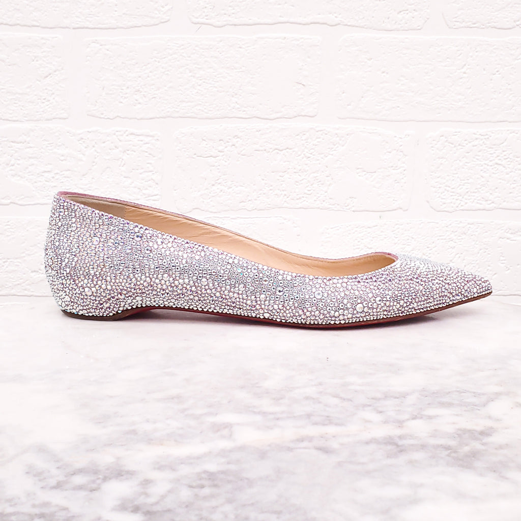 CHRISTIAN LOUBOUTIN SWAROVSKI CRYSTAL FLATS - SIZE 38