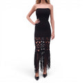 CHRISTOPHER ESBER BLACK KNIT TUBE FRINGE DRESS - SIZE S