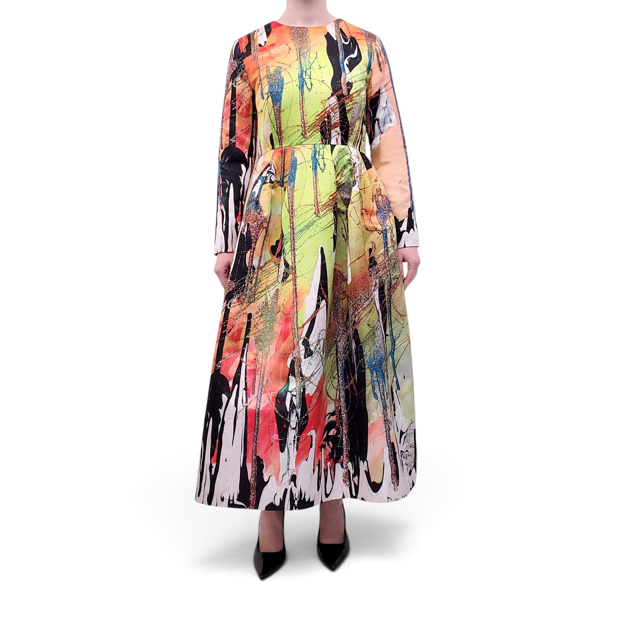 CHRISTOPHER KANE COLOURFUL PRINTED DRESS - SIZE 8