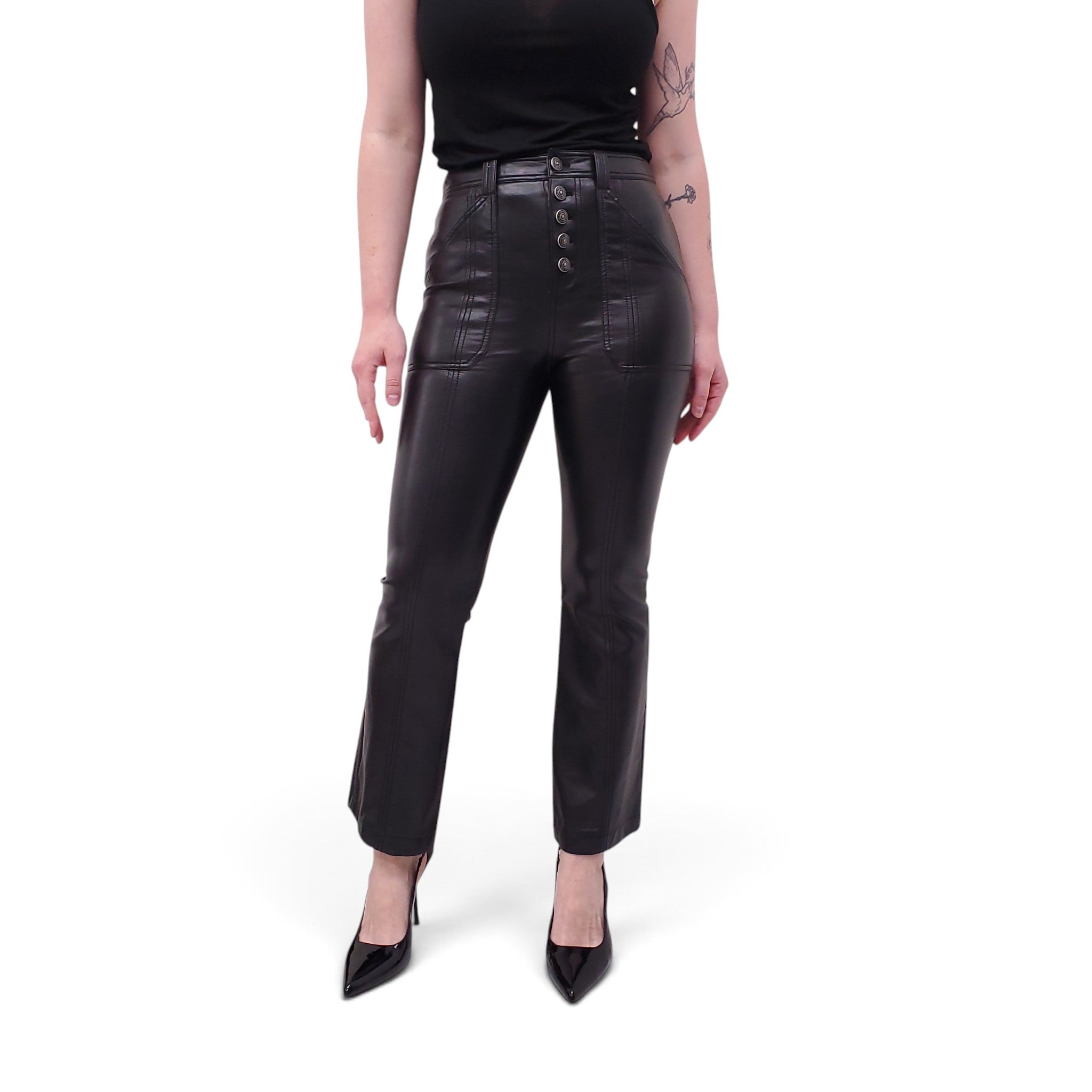 CINQ À SEPT BLACK VEGAN LEATHER PANTS - SIZE 0