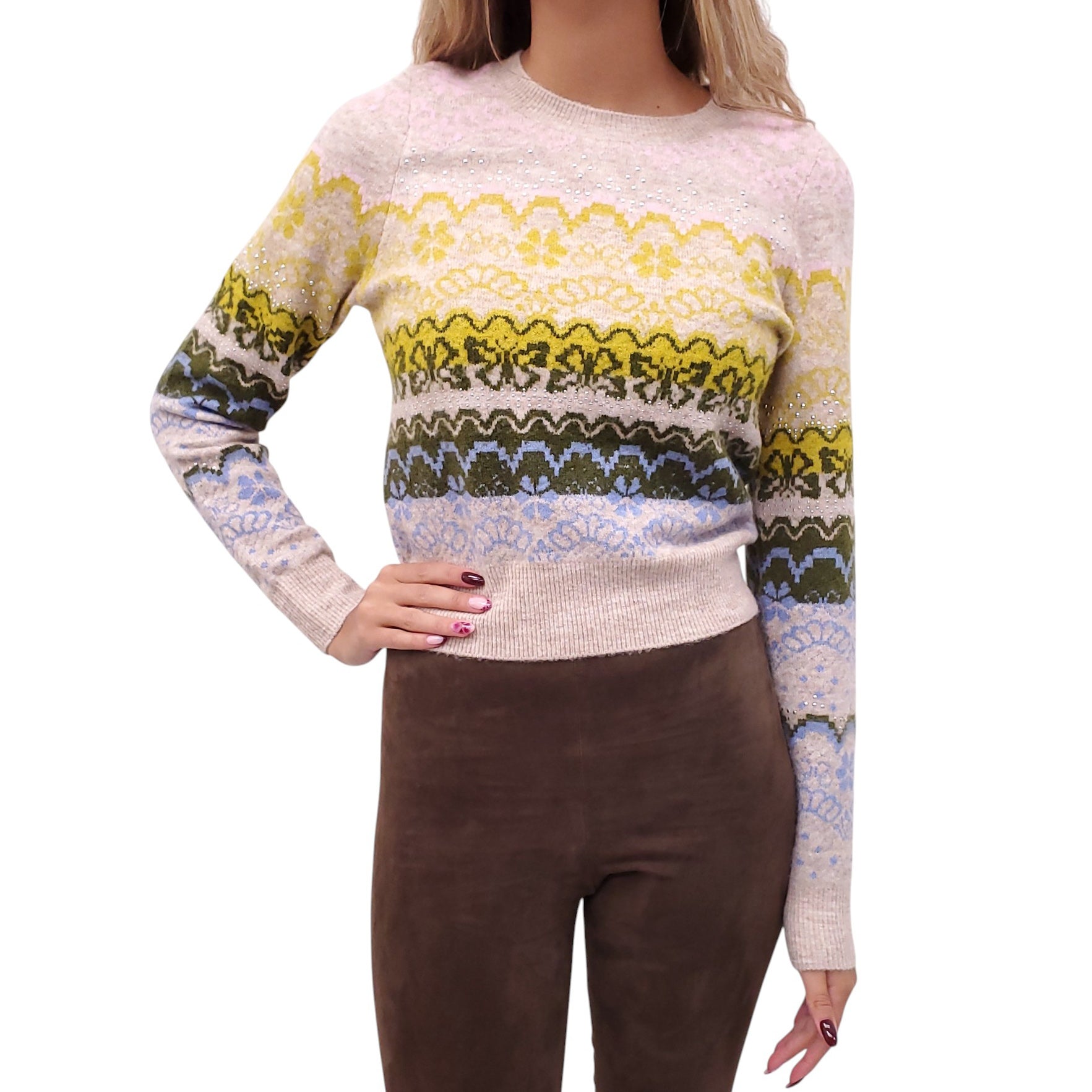 CINQ À SEPT MULTI-COLOUR SWEATER - SIZE XS