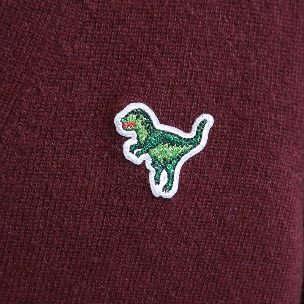COACH BURGUNDY CASHMERE DINOSAUR CARDIGAN - SIZE L