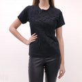 COMME DES GARÇONS BLACK FLORAL EMBROIDERED T-SHIRT - SIZE S