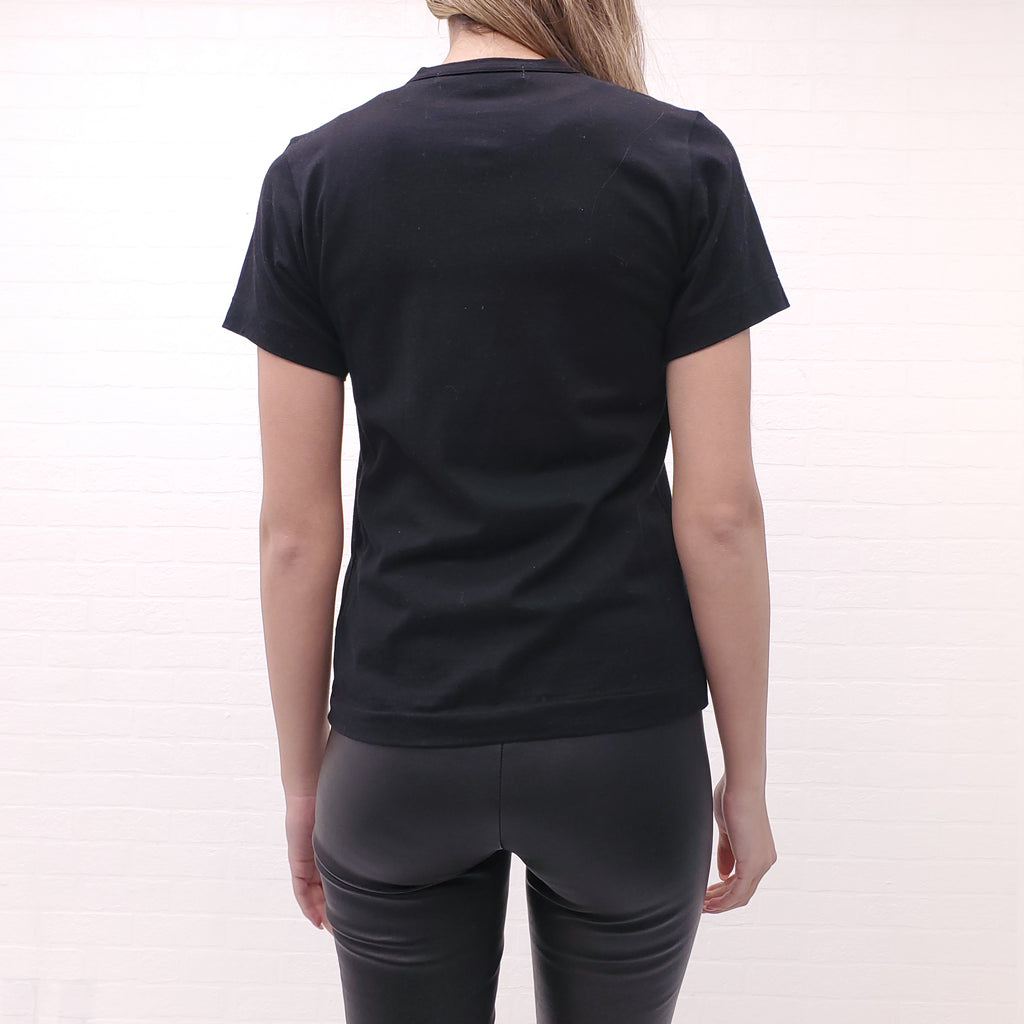 COMME DES GARÇONS BLACK FLORAL EMBROIDERED T-SHIRT - SIZE S