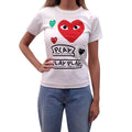 COMME DES GARÇONS PLAY WHITE LOGO T-SHIRT - SIZE S