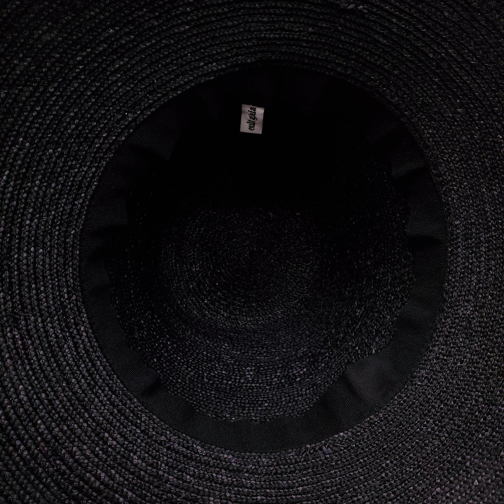 CULT GAIA BLACK RAFFIA HAT