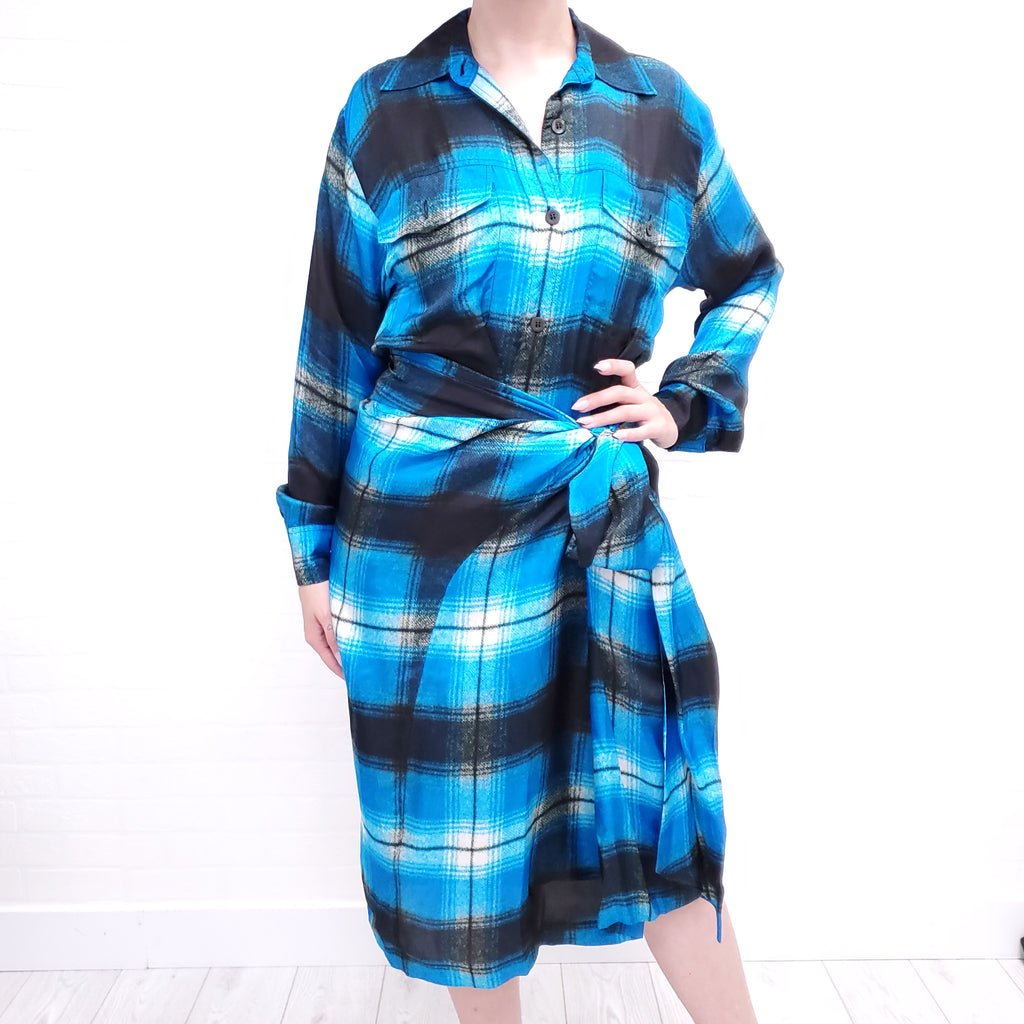 DRIES VAN NOTEN BLUE AND BLACK DRESS - SIZE 42
