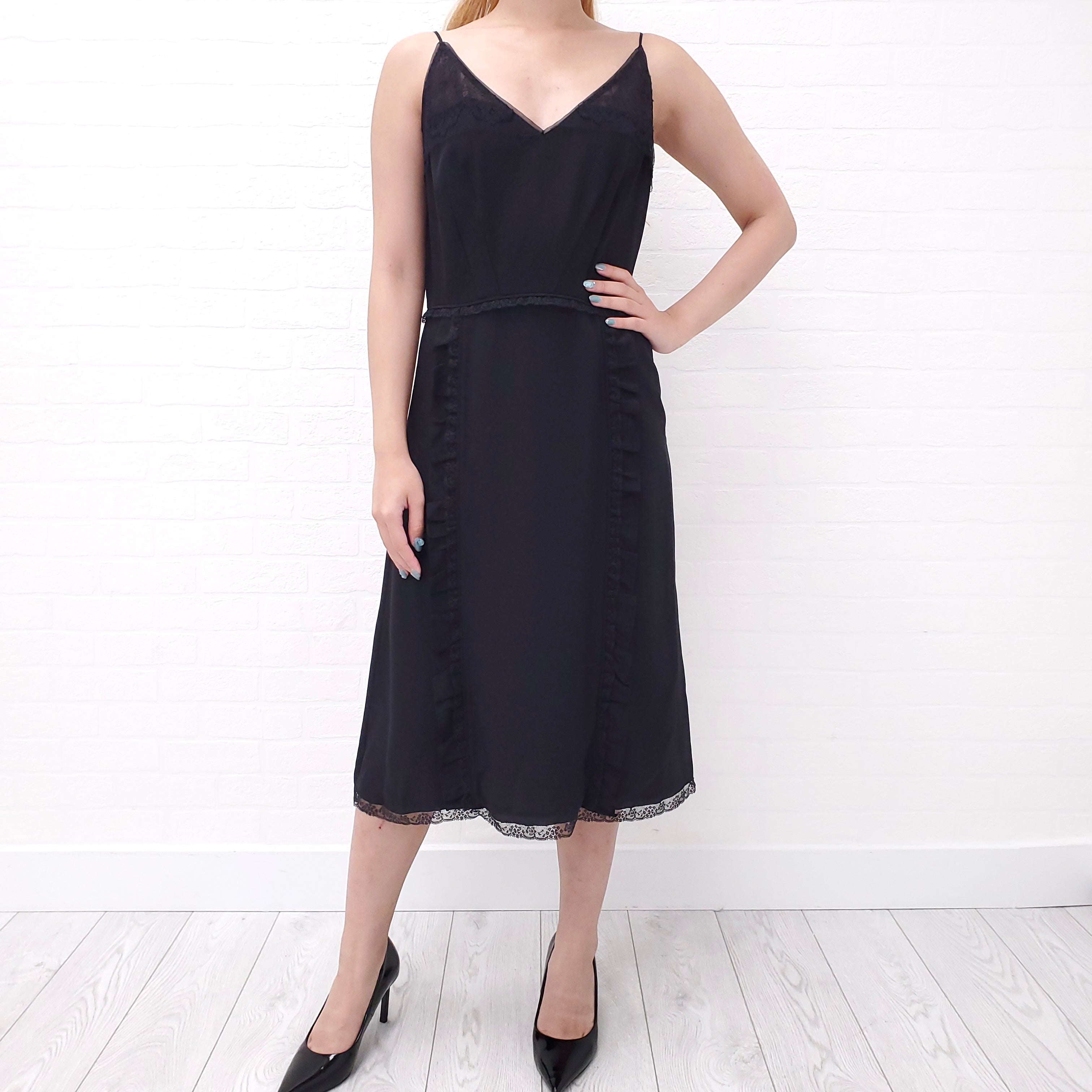 PRADA BLACK SILK SLIP DRESS - SIZE 40