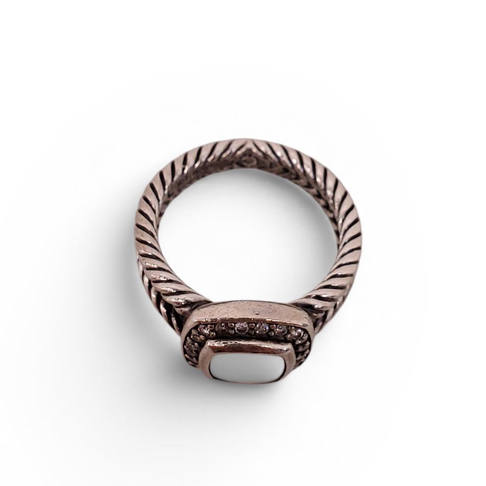 DAVID YURMAN ALBION MOTHER OF PEARL AND DIAMOND RING - SIZE 6.5