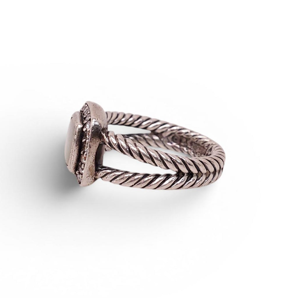 DAVID YURMAN ALBION MOTHER OF PEARL AND DIAMOND RING - SIZE 6.5