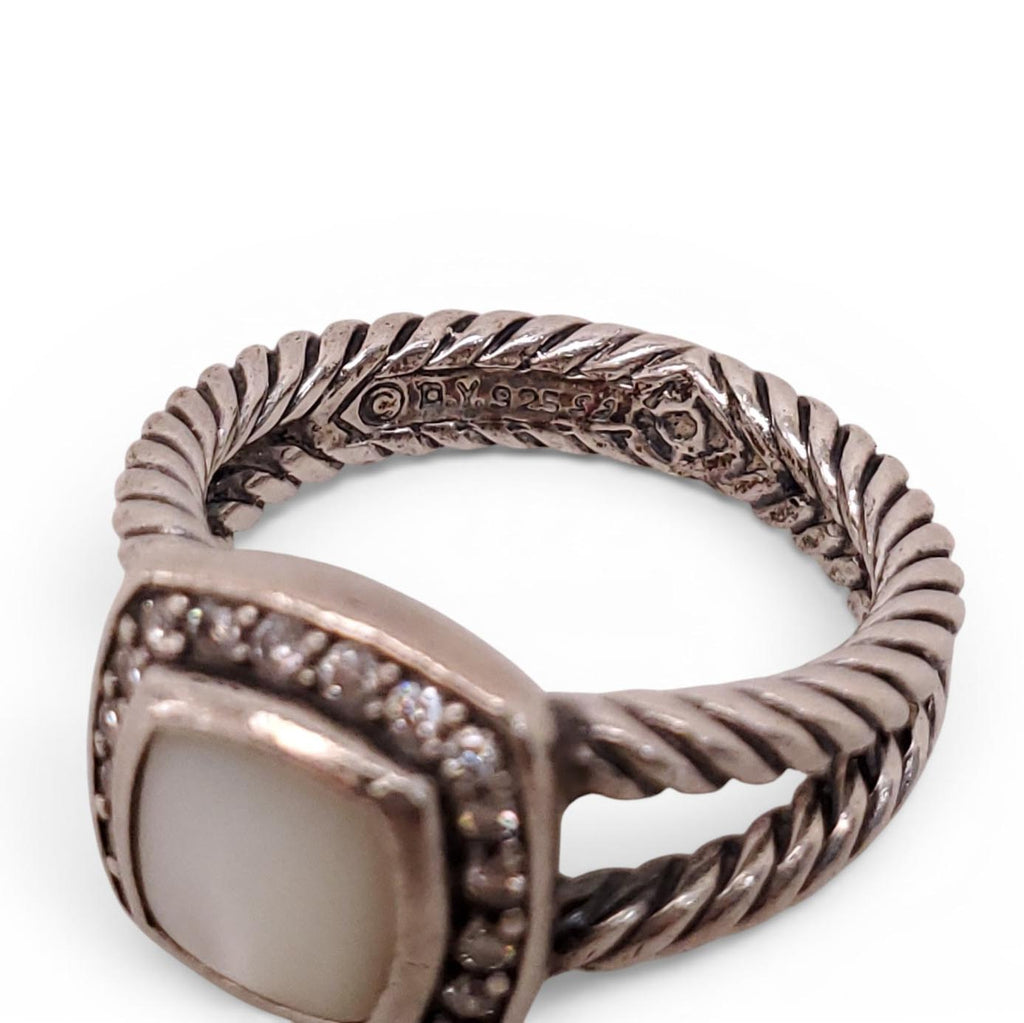 DAVID YURMAN ALBION MOTHER OF PEARL AND DIAMOND RING - SIZE 6.5