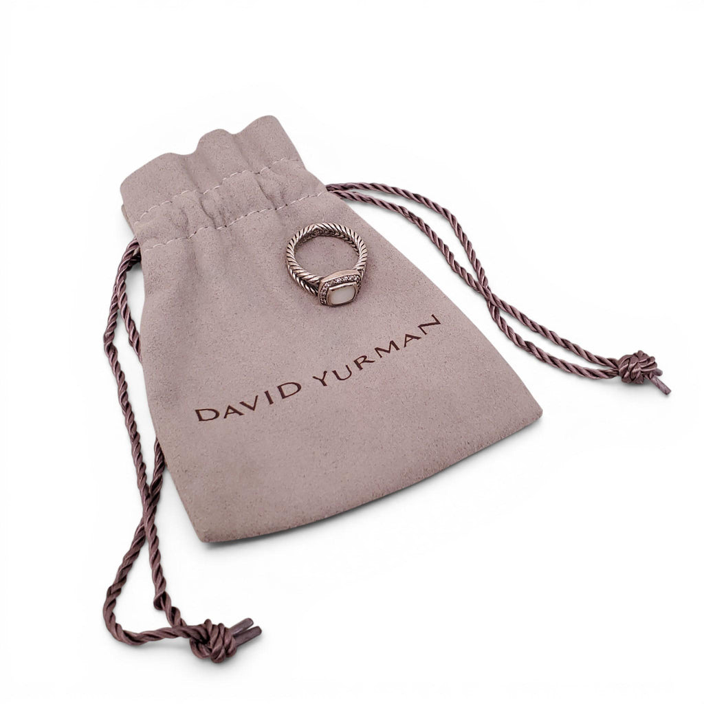 DAVID YURMAN ALBION MOTHER OF PEARL AND DIAMOND RING - SIZE 6.5