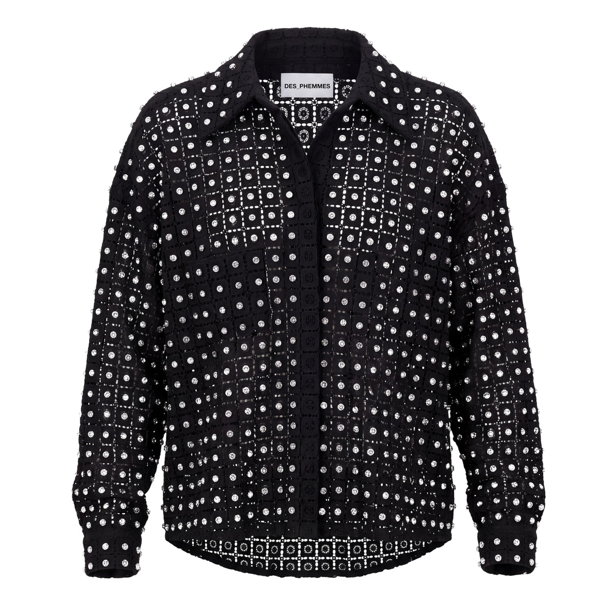 DES PHEMMES CRYSTAL CROCHET JACKET TOP - SIZE 44