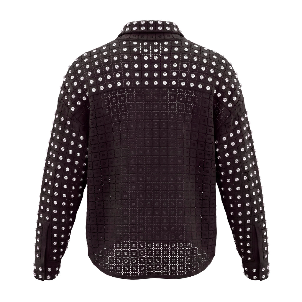 DES PHEMMES CRYSTAL CROCHET JACKET TOP - SIZE 44