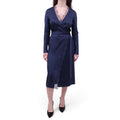 DION LEE NAVY SILK LACE LONG SLEEVE DRESS - SIZE 4