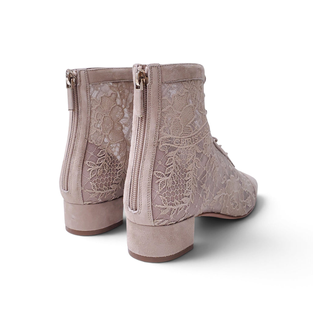 DIOR BEIGE LACEUP LOGO BOOTIES - SIZE 39